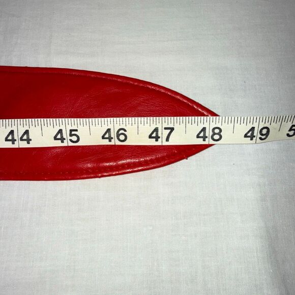 Vintage Red Faux Leather Obi-Style Wrap Belt – 1980s Inspired Waist Cincher - Picture 10 of 10